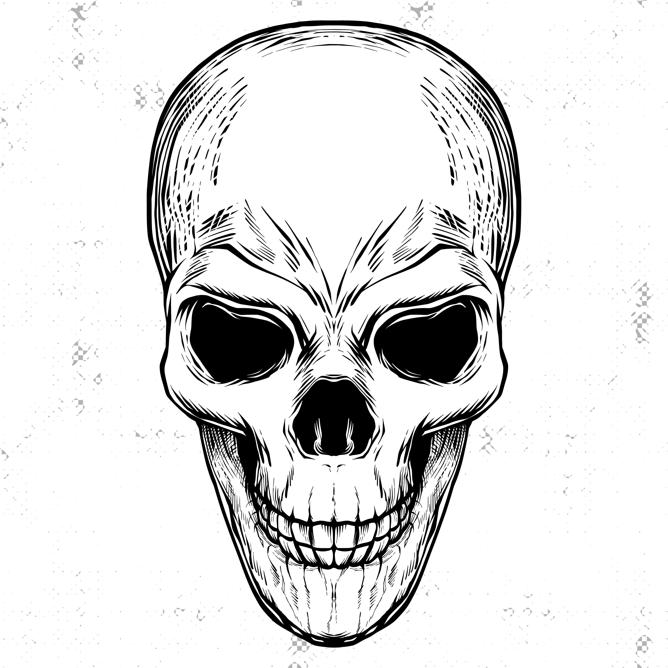 2800x2800 Linocut Skull Black And White Engraving Illustration