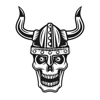 400x400 Skull Of Viking In Horned Protection Helmet Vector Buy Photos