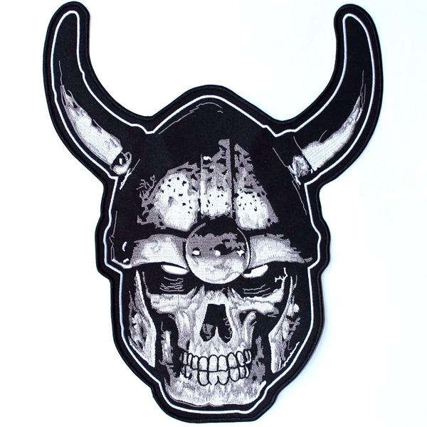 600x600 Viking Warrior Skull Embroidered Patch Nixon Thread Co