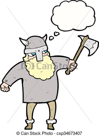 343x470 Freehand Drawn Thought Bubble Cartoon Viking Warrior