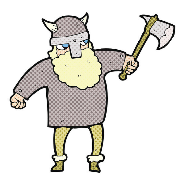599x600 Cartoon Viking Warrior Art Print