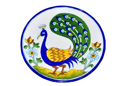 425x283 Om Craft Villa Blue Pottery Decorative Wall Plate For Drawing Room