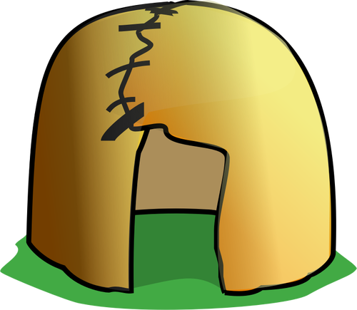 500x435 Drawing Of Brown Broken Village Home