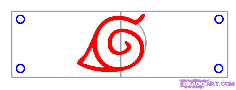 821x314 How To Draw A Naruto Headband, Leaf Village, Step