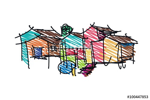 500x334 asian village cartoon drawingasian village cartoon drawing stock