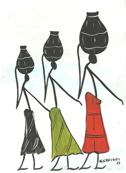 437x600 African Village Scene Paintings Fine Art America