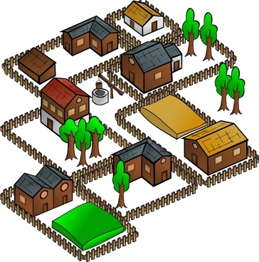 364x368 Village Free Vector Download