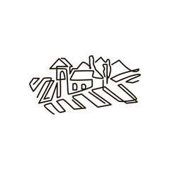 240x240 Vector Line Icon Vineyard Landscape One Line Colored Drawing