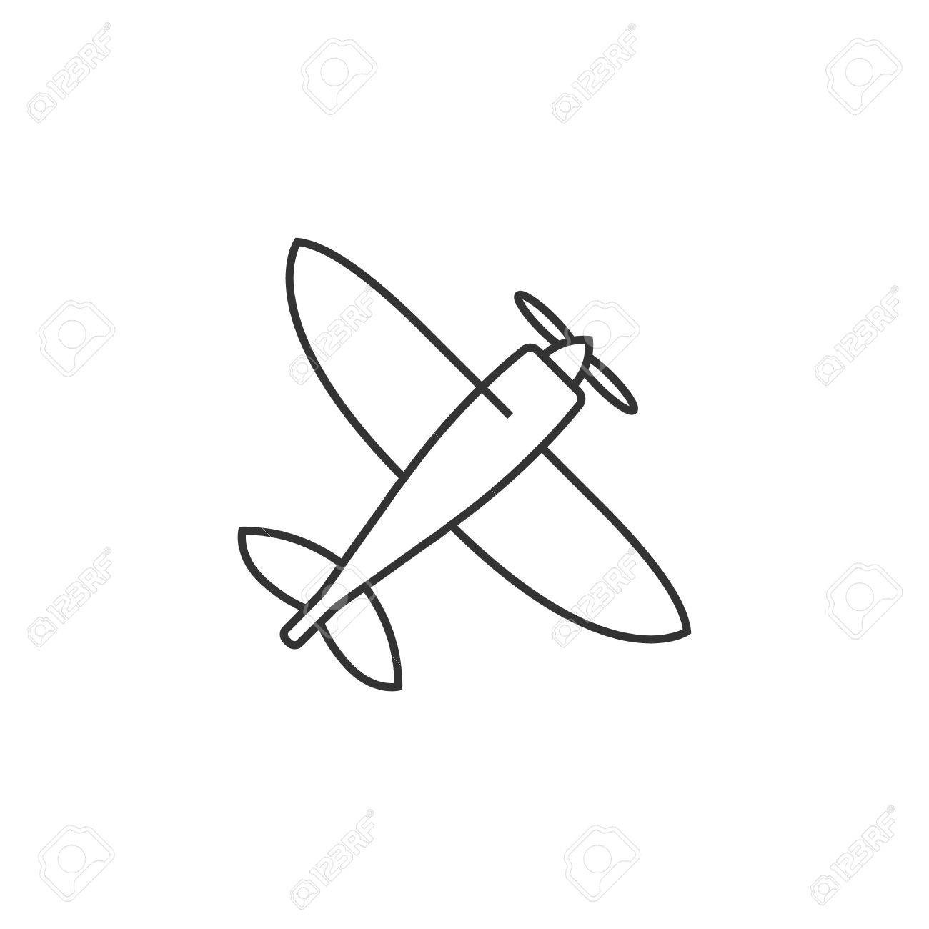 1300x1300 Vintage Airplane Icon In Thin Outline Style Within