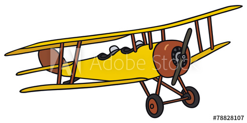 500x251 hand drawing of a vintage biplane
