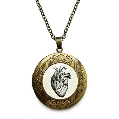 395x395 Leo Bon Vintage Retro Heart Anatomical Drawing Pendant