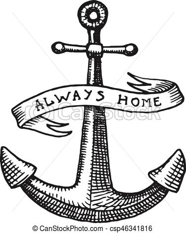 376x470 Anchor Engraved Vintage In Old Hand Drawn Or Tattoo Style, Drawing