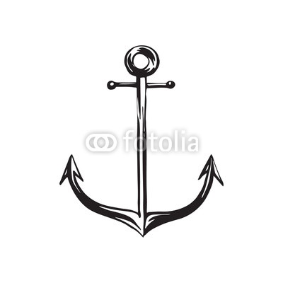 400x400 Hand Drawn Sketch Anchor Vintage Retro Style Vector Black Ink