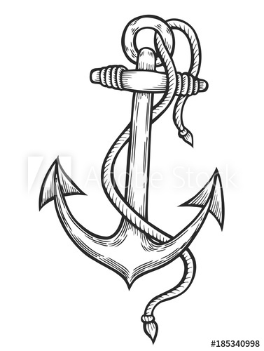 377x500 Vintage Anchor With Rope