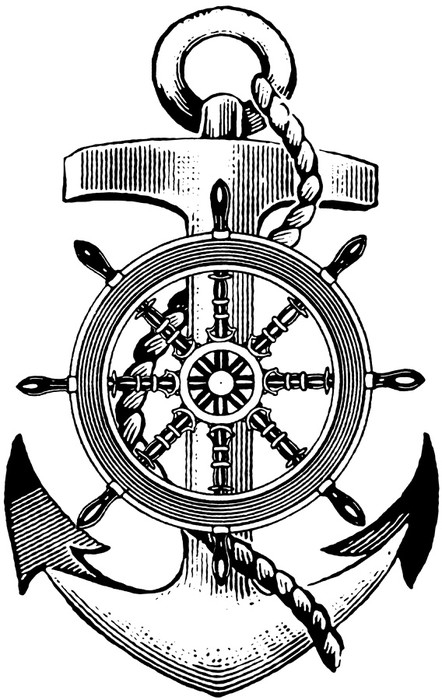 442x700 Vintage Drawing Anchor Self Adhesive Wall Mural We