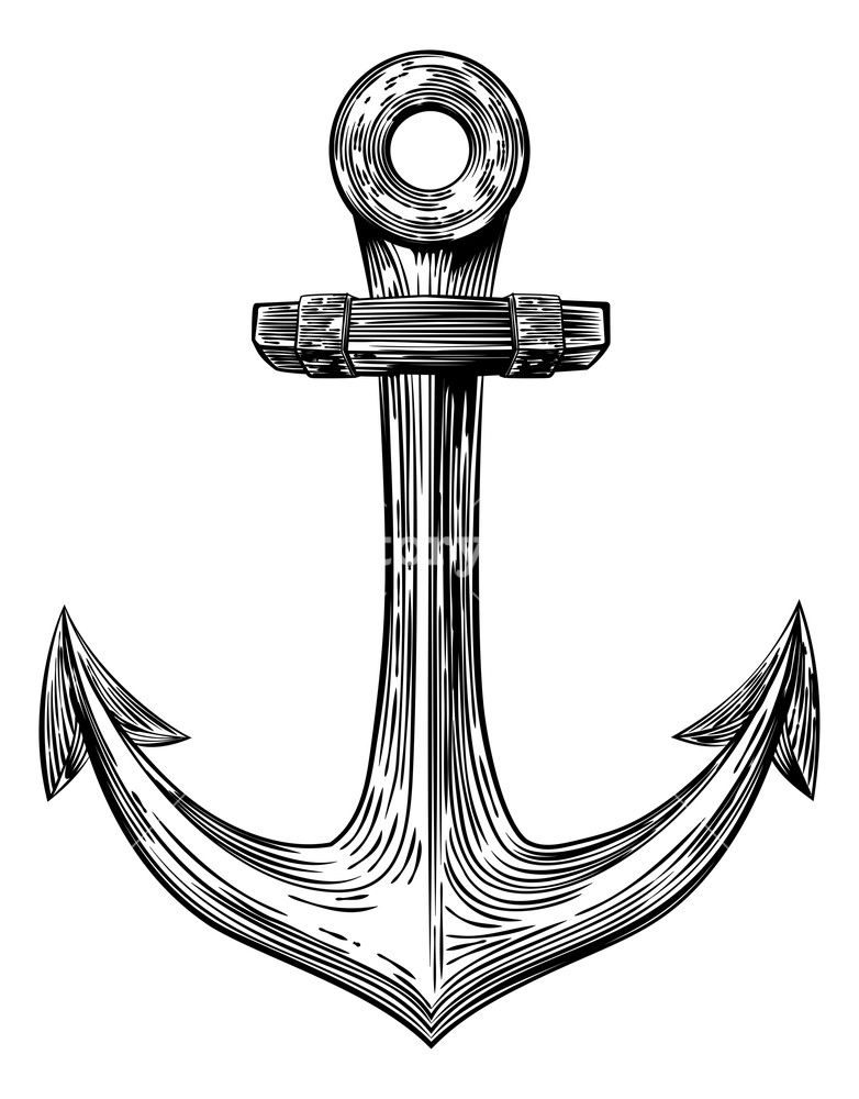 782x1000 An Original Illustration Of A Ships Anchor In A Vintage Woodcut