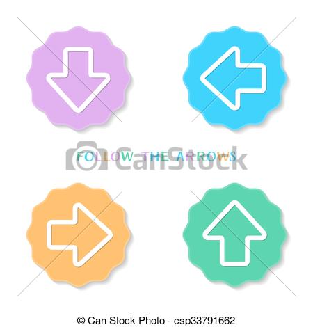 450x470 colorful vintage arrow buttons colorful vintage up down left