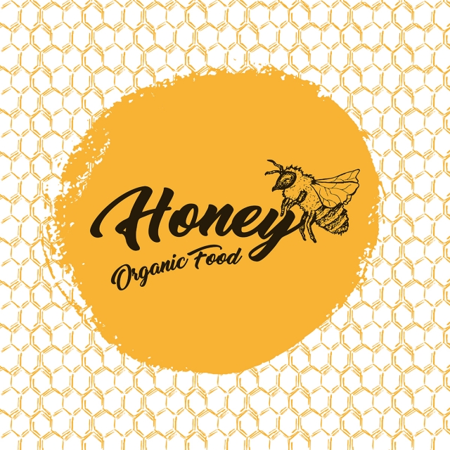 640x640 Honey Bee,sketch Logo Design With Honeycomb Pattern Vintage, Bee