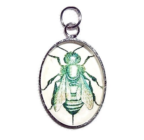 500x484 Vintage Bee Stinger Charm Pendant Silver Pltd Glass