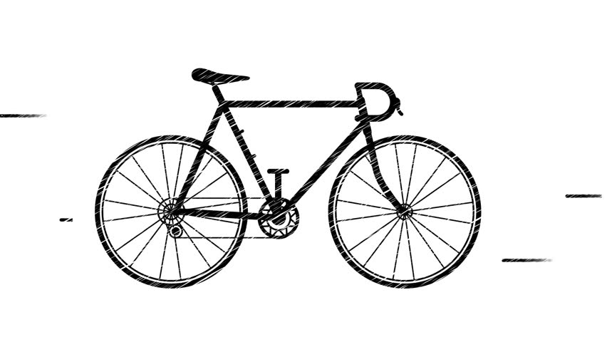 852x480 Vintage Bicycle Sketch Stock Video Footage