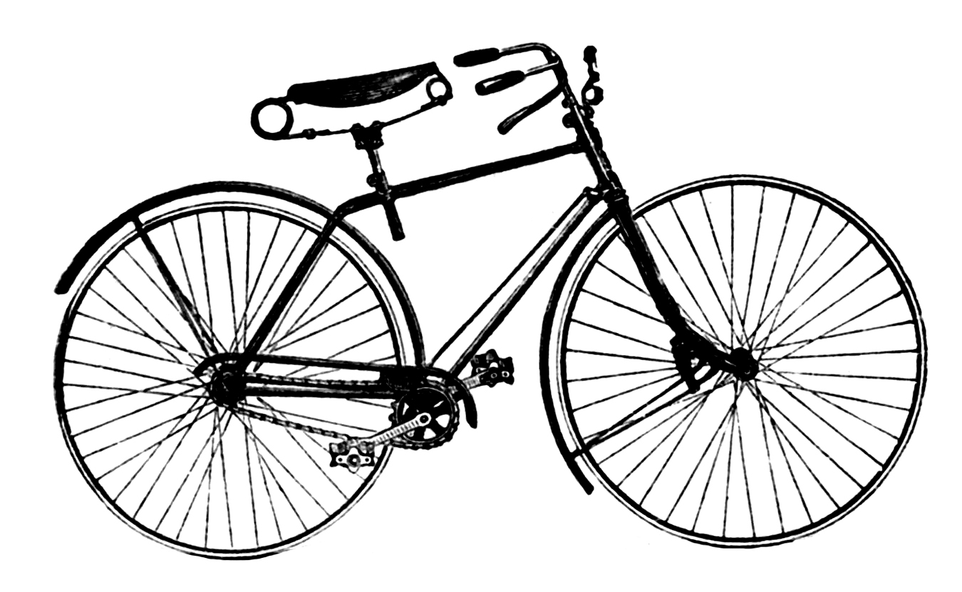 1350x832 Vintage Tandem Bicycle Drawing