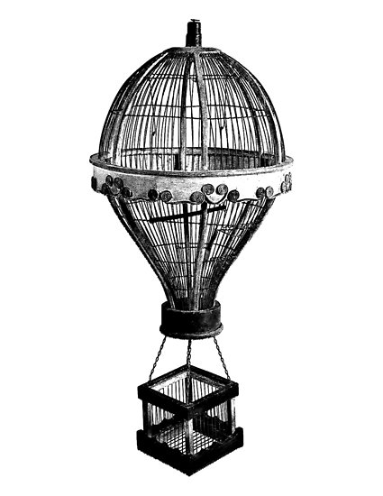 425x550 hot air balloon antique vintage birdcage antique digital
