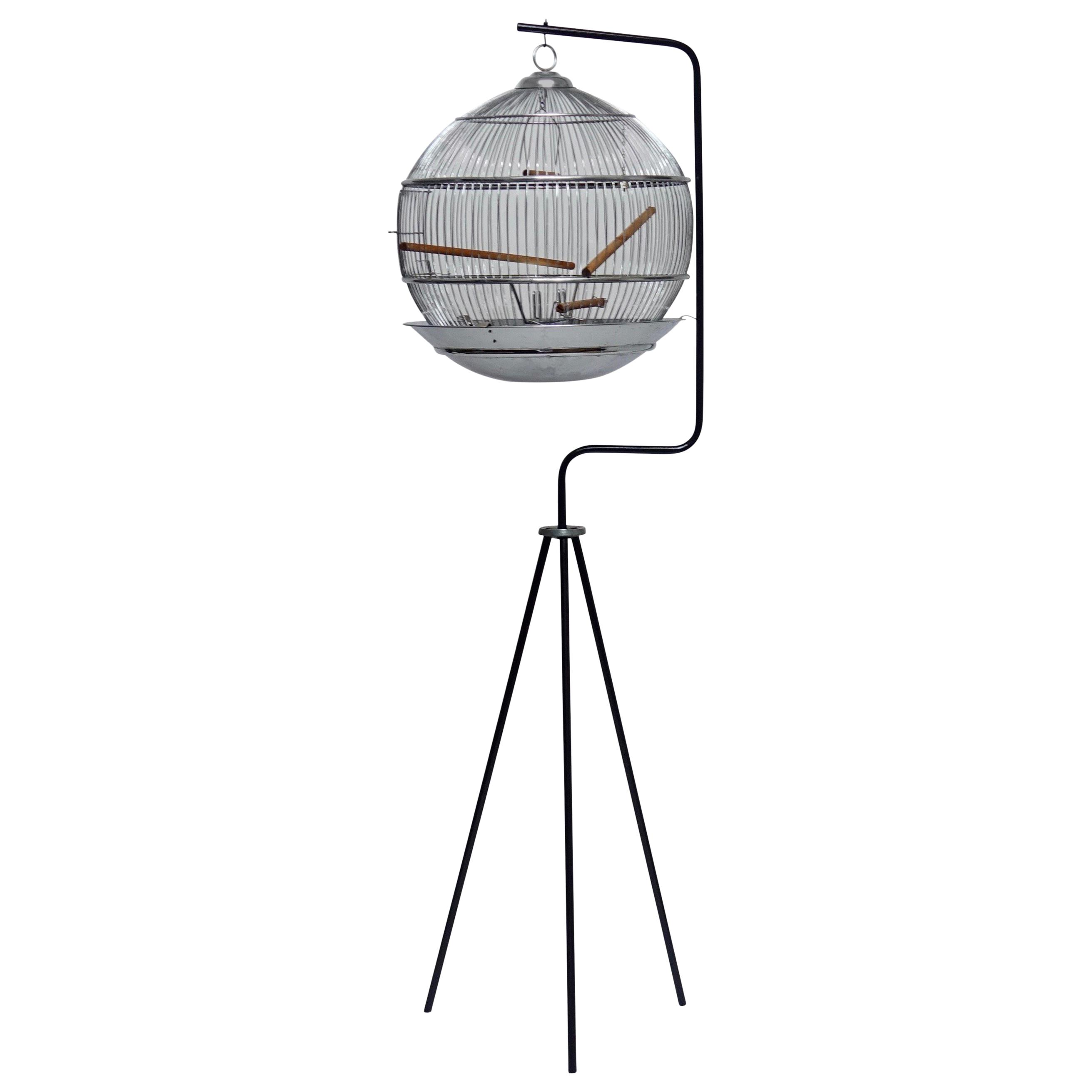 2622x2622 Vintage Mechanical Singing Bird In A Brass Cage, Circa