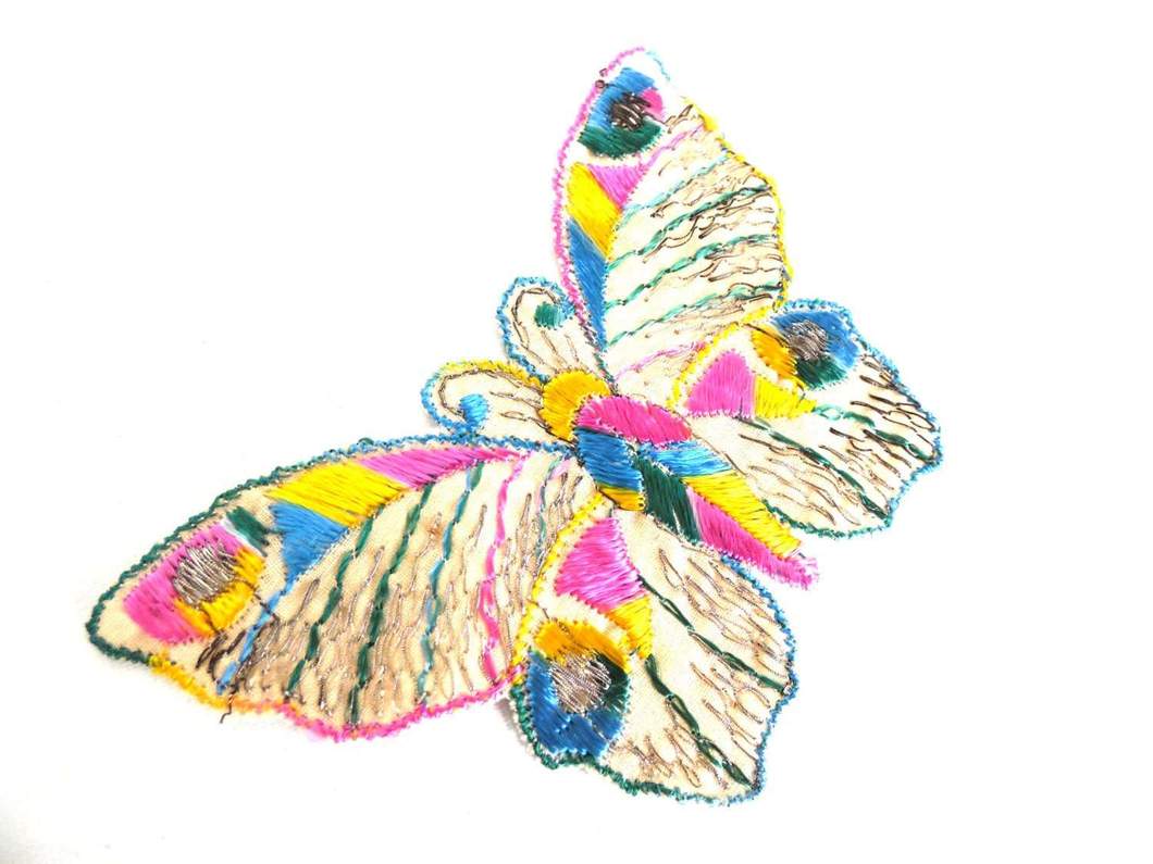 1060x795 Butterfly Patch, Vintage Embroidered Applique Vintage Patch