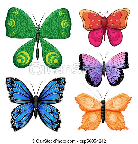 450x470 Set Of Multicolored Vintage Butterflies