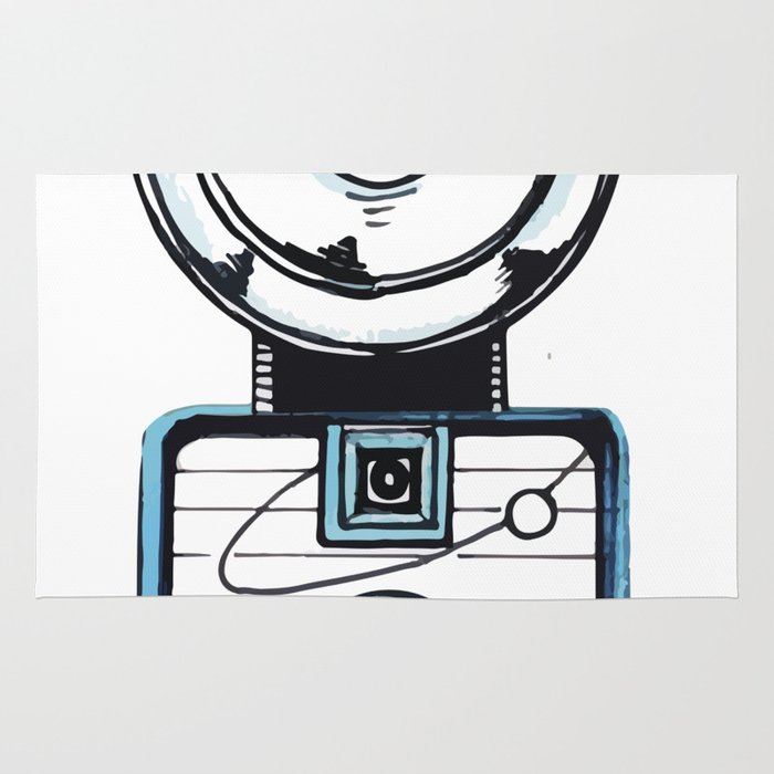 700x700 Vintage Blue Camera Drawing Rug
