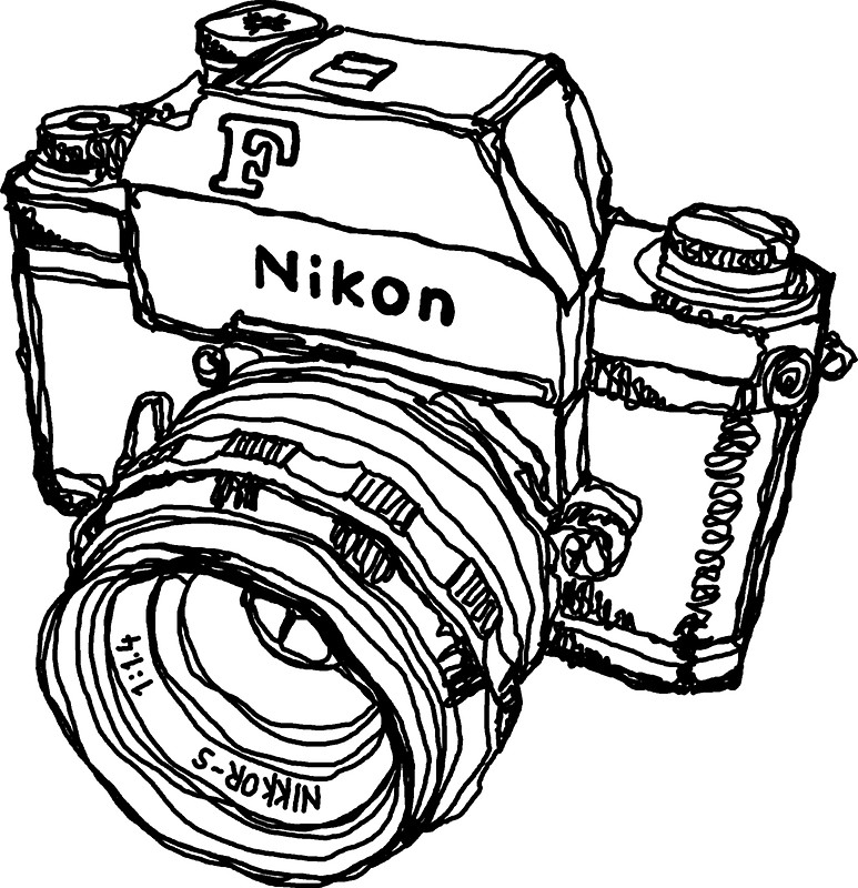773x800 Nikon F Classic Film Camera Illustration Stickers By, Wall Art