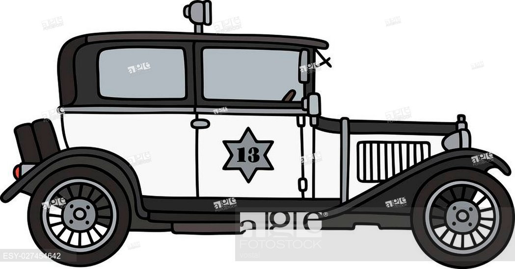 1049x549 Hand Drawing Of A Vintage Police Car