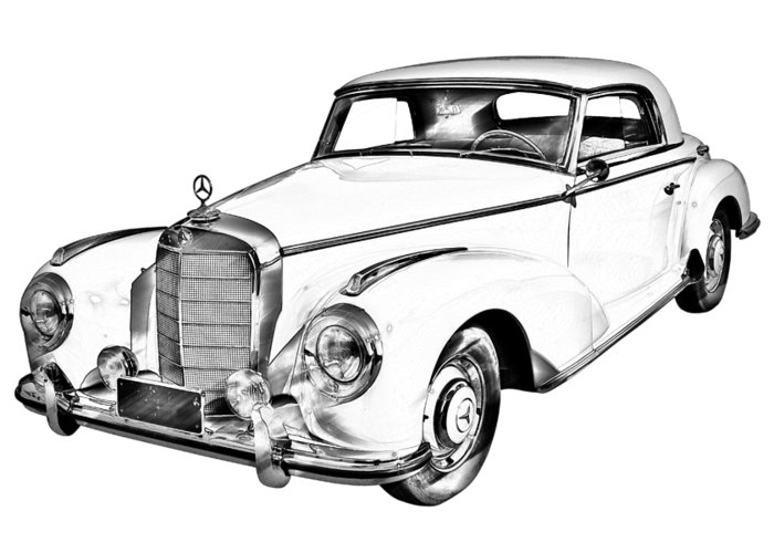 700x500 Mercedes Benz Luxury Car Drawing Greeting Card For Sale