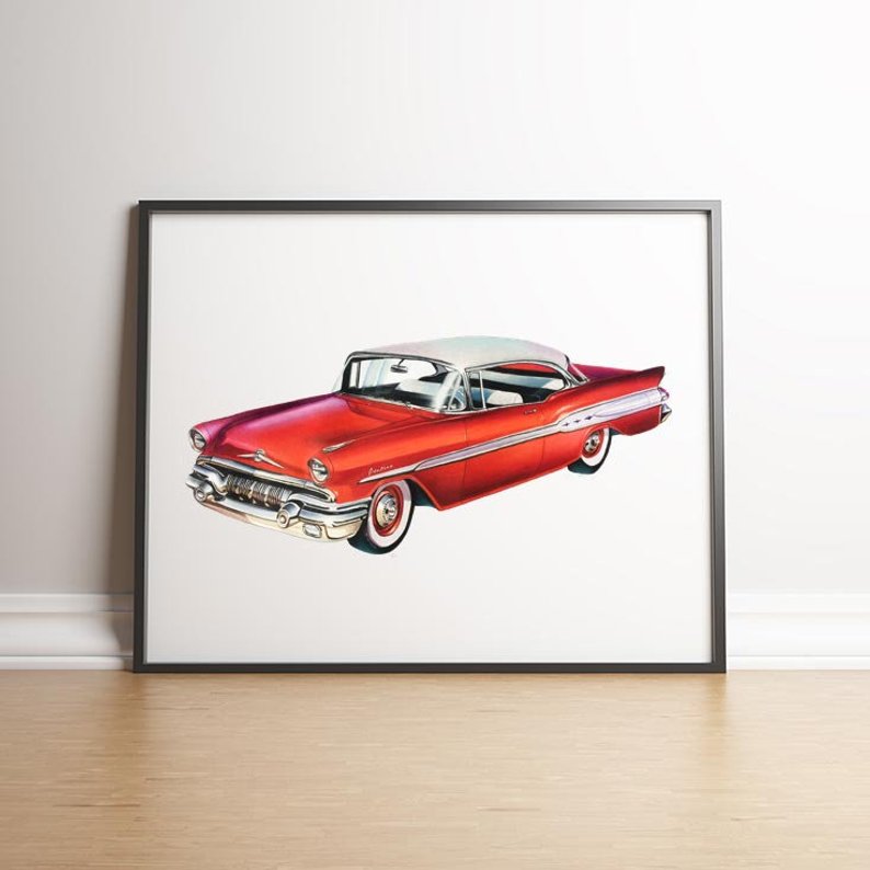 794x794 Pontiac Bonneville Classic Vintage Car Drawing Etsy