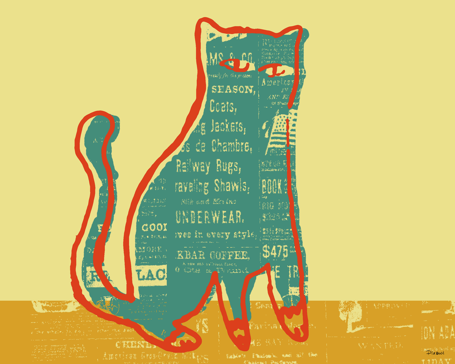 1500x1200 Free Vintage Cat Illustration Clipart Download