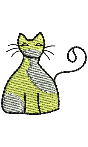 300x500 Vintage Cat Embroidery Design