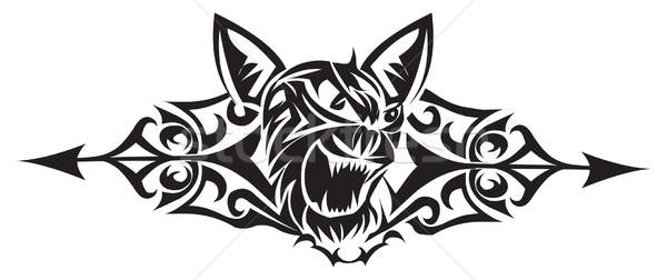 600x252 Wild Cat Tattoo Design, Vintage Engraving Vector Illustration
