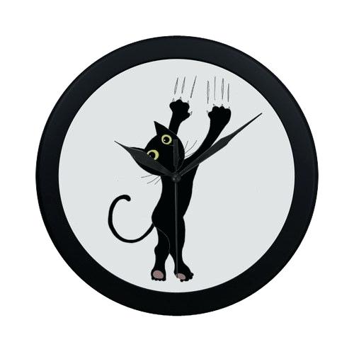 500x500 Wall Clocks Black Cat Wall Clock Cute Kitty Animal Drawing