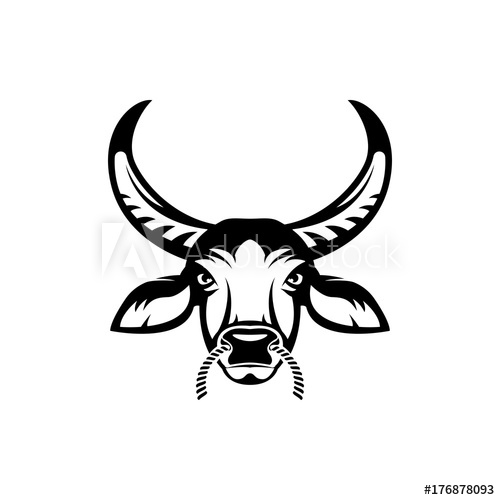 500x500 Vector Asiatic Buffalo Head, Face For Retro Hipster Logos, Emblems