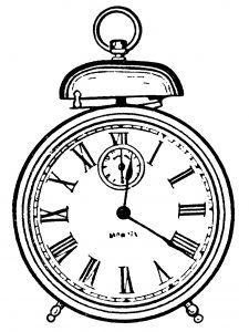 225x300 Free Vintage Alarm Clock Clip Art Illustration Fonts