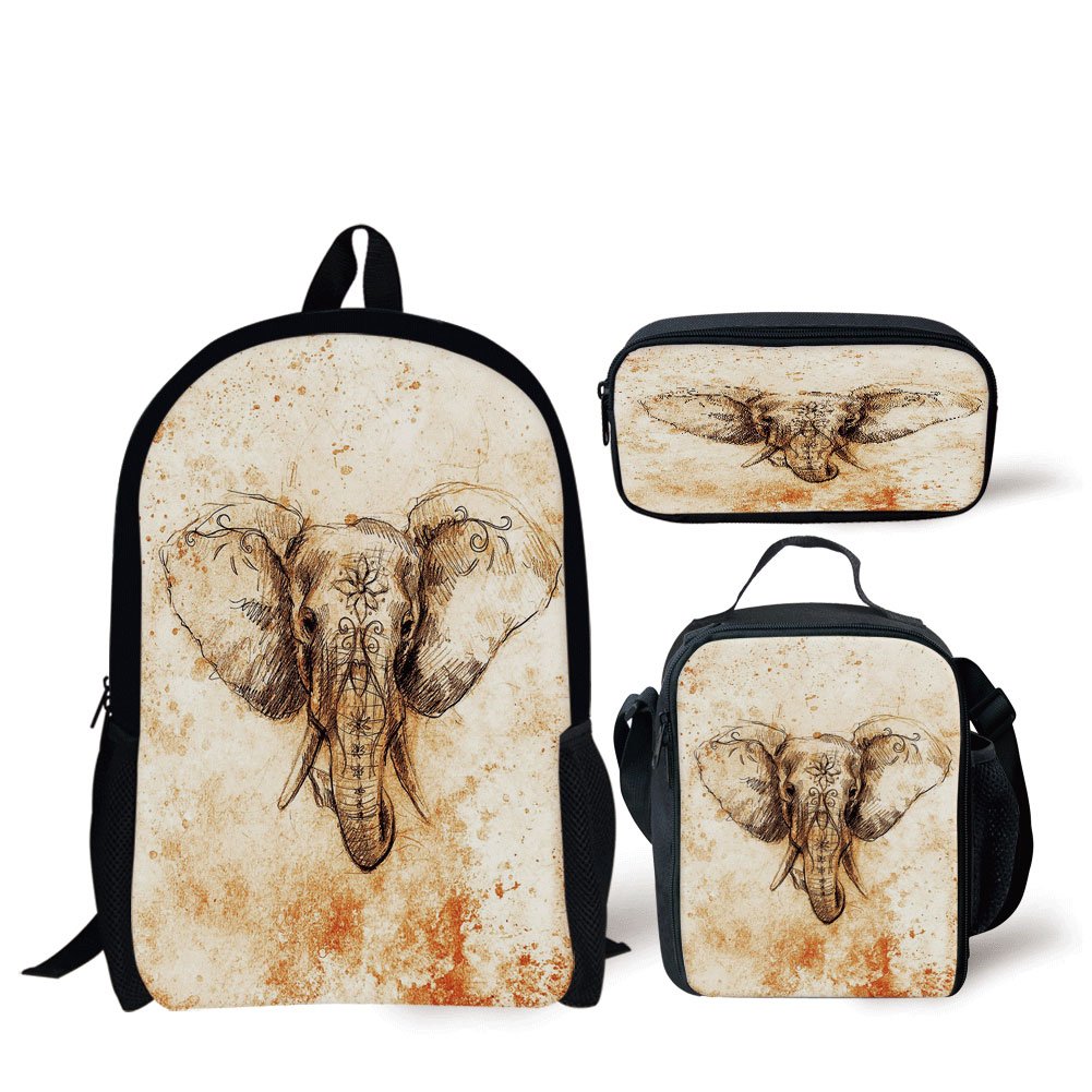 1001x1001 Iprint School Lunch Pen Bags,elephant Mandala,abstract