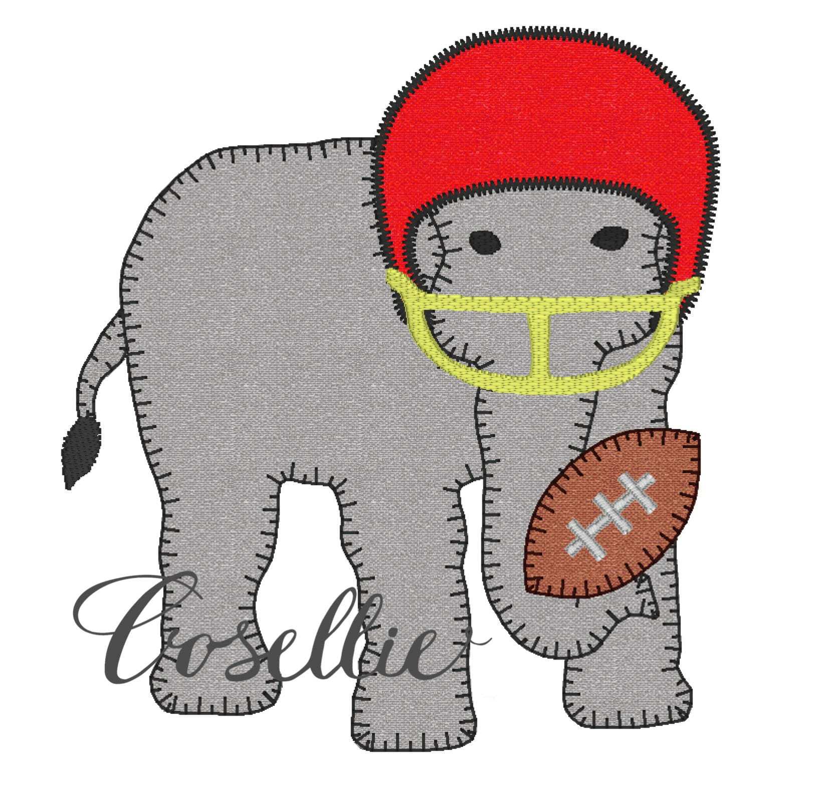 1640x1590 Elephant Football Helmet Embroidery Design Embroidery Design