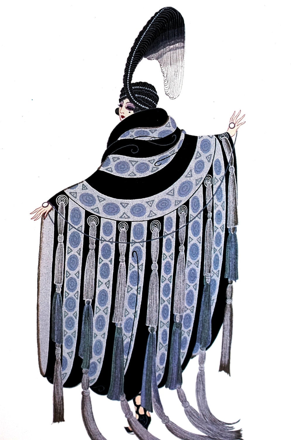 995x1500 Erte Matted Print Gaby Deslys Opera Cape Coat Tassels Etsy