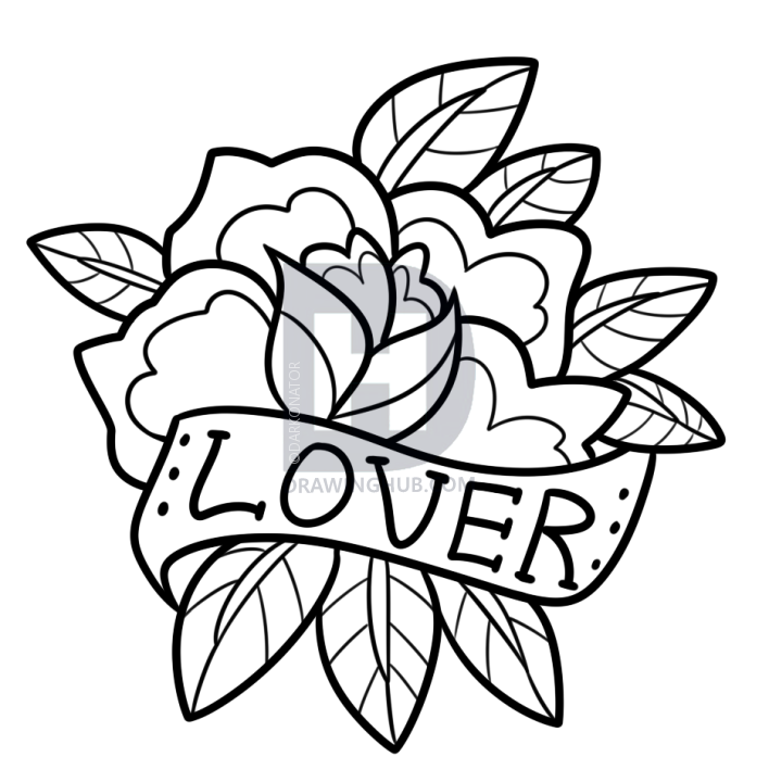 708x720 How To Draw A Vintage Rose, Step