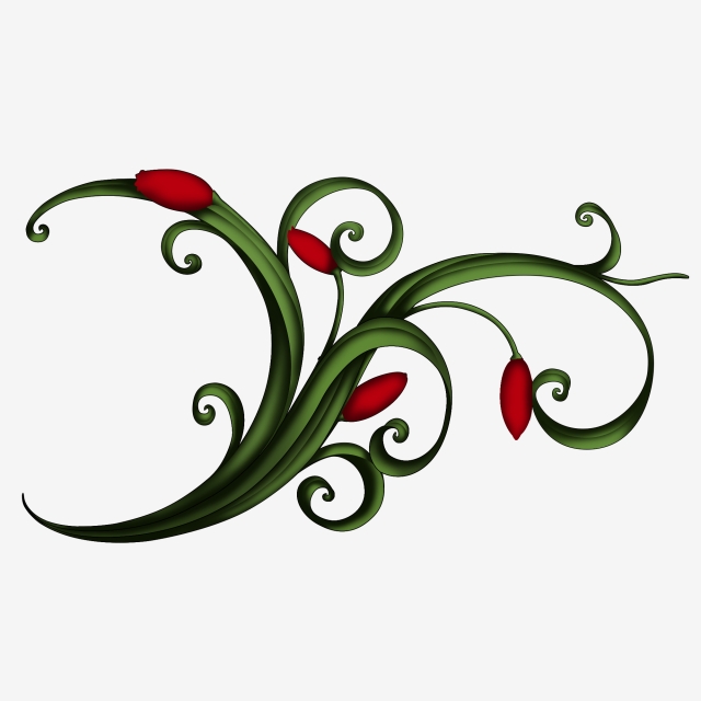 640x640 Tulip Vintage Floral Pattern Flowerbed Curly Leaves Classical Hand