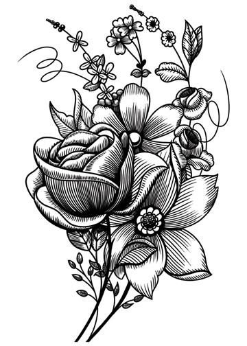 360x504 Tattoo Flowers Sketch