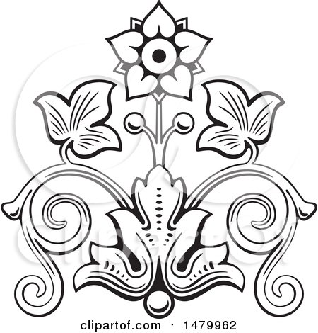 450x470 Clipart Of A Vintage Floral Design Element
