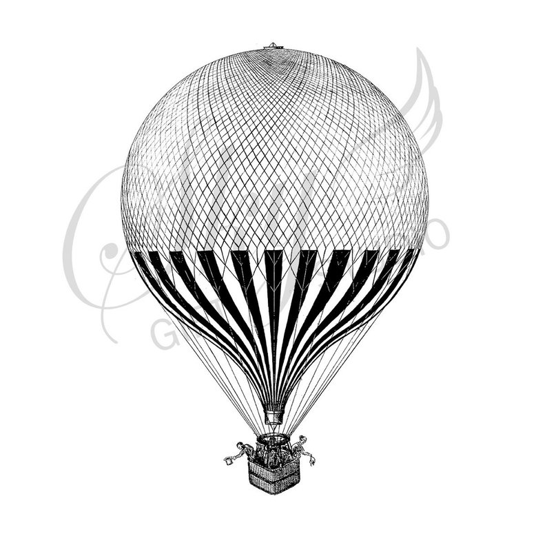 794x794 Vintage Hot Air Balloon Illustration Printable Vintage Hot Etsy
