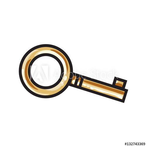 500x500 Golden, Bronze Ornamental, Vintage Key For Love Lock Unity