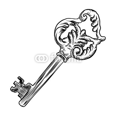 400x400 Ornamental Medieval Vintage Key With Intricate Design, Victorian